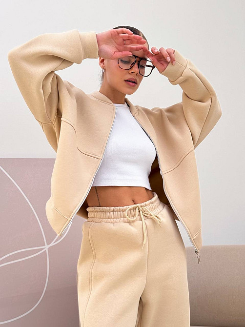 Жіночий костюм-двійка з широкими штанами Молочний 42/46 Харків - фото 5