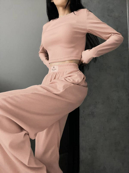 Женский костюм штаны с лонгсливом Бежевый 42/44 Харьков - изображение 2