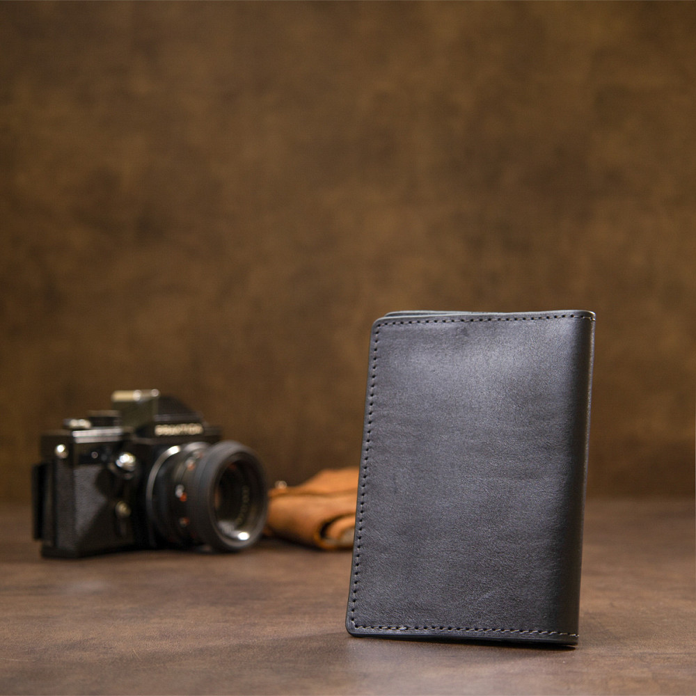 Універсальна шкіряна обкладинка на паспорт GRANDE PELLE 11479 Темно-синій Київ - фото 9