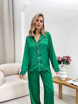 Женская стильная пижама двойка: рубашка и брюки из шелка Армани. Трава, 42/44 Одесса