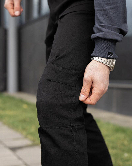 Штани карго чоловічі чорні базові котонові Pobedov Skystone Київ - фото 6