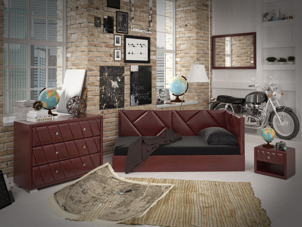 Кровать-диван BaileysDesign без подъемного механизма 80x190 бордовый Киев - изображение 2