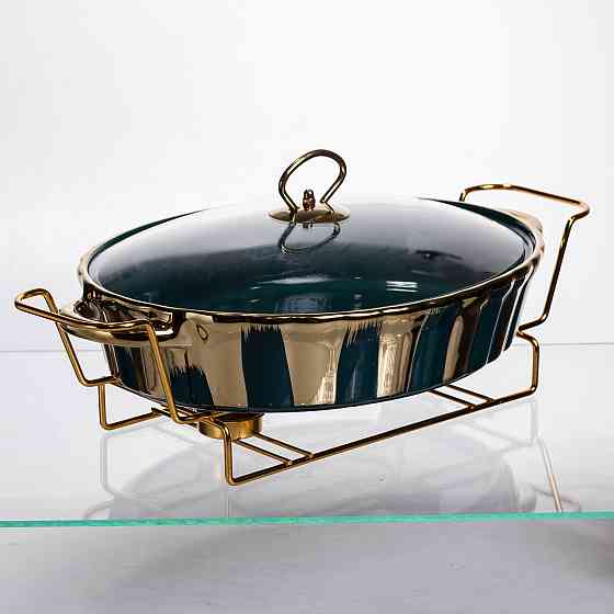 Овальный фарфоровый мармит с подогревом, 2 литра Киев