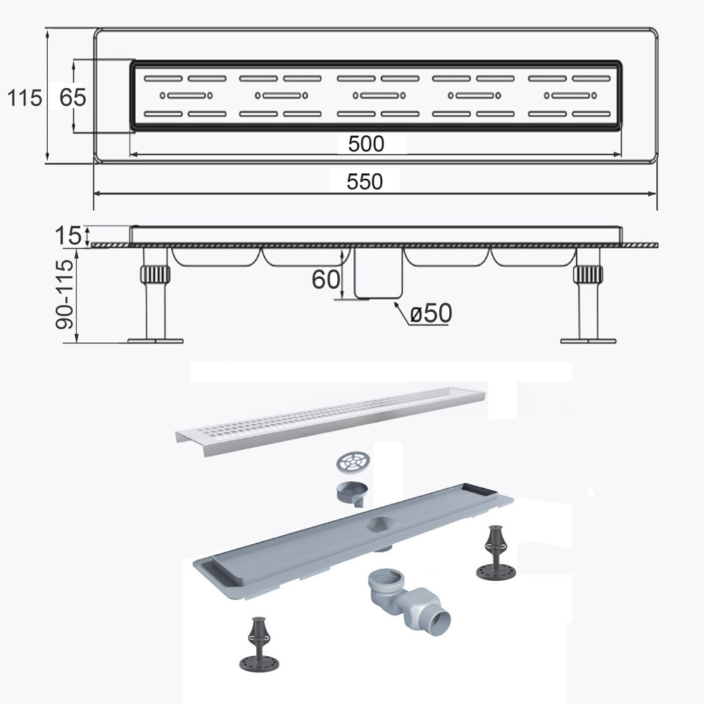 Трап линейный душевой TILLO TM009-50C 50см (000021684) Киев - изображение 7