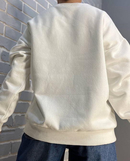 Свитшот женский Quzen 488 надпись впереди long beach флис утепленный белый, белый, S Киев - изображение 4