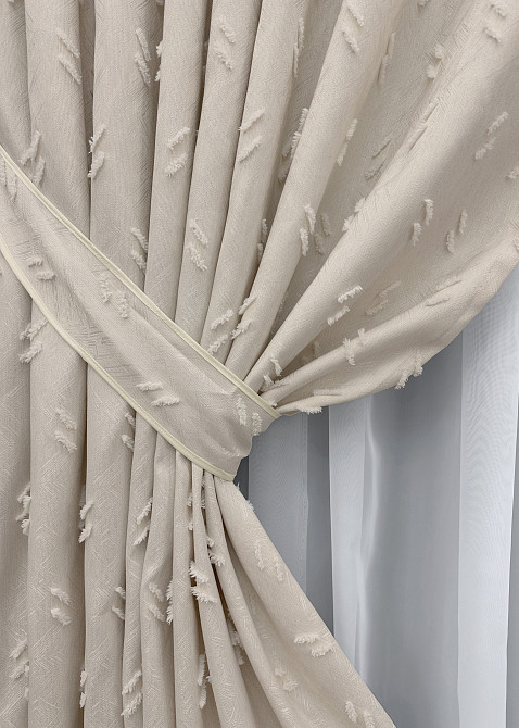 Комплект штор VR-Textil Льон Букле № 1882ш Таш 150х290 см 2 шт (33-0908) Київ - фото 5