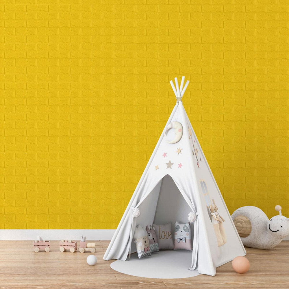 Самоклеюча 3D панель цегла жовта Київ - фото 5