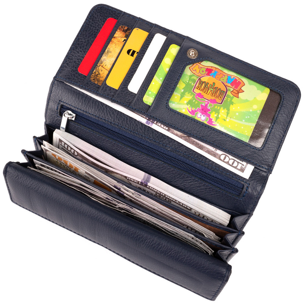 Кошелек кожаный в два сложения женский ST Leather 19291 Синий Киев - изображение 7