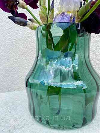 Ваза скляна 18*18*19,5 см "Анабель" зелене товсте скло Київ