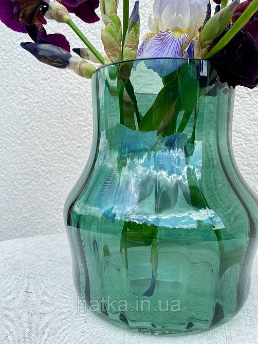 Ваза скляна 18*18*19,5 см "Анабель" зелене товсте скло Київ - фото 3