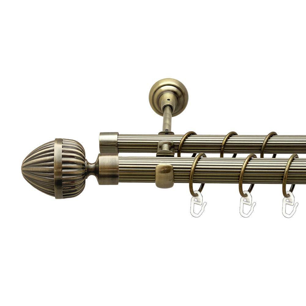 Карниз Orvit Одеон металевий дворядний відкритий рифлена труба кільце металеве Антик 25\19 мм 300 см Львов - изображение 1