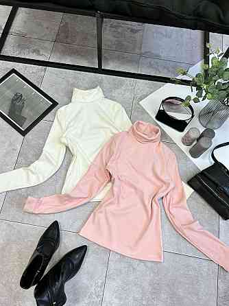 Жіночий теплий базовий гольф ангора на флісі Пудра, 48/52 Одеса