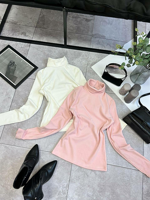 Жіночий теплий базовий гольф ангора на флісі Пудра, 48/52 Одеса - фото 5