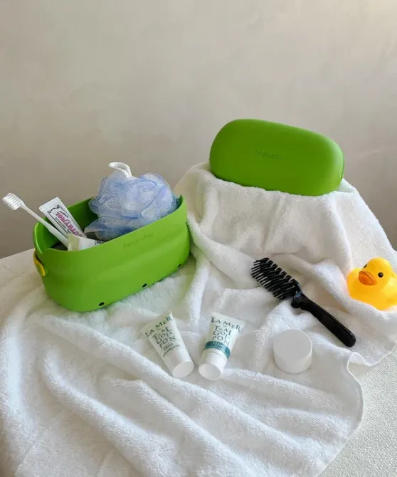 Сумка 2в1 силіконова косметичка водонепроникна для аксесуарів у ванну кімнату і душ, дорожня, зелена Кам'янець-Подільський - фото 7