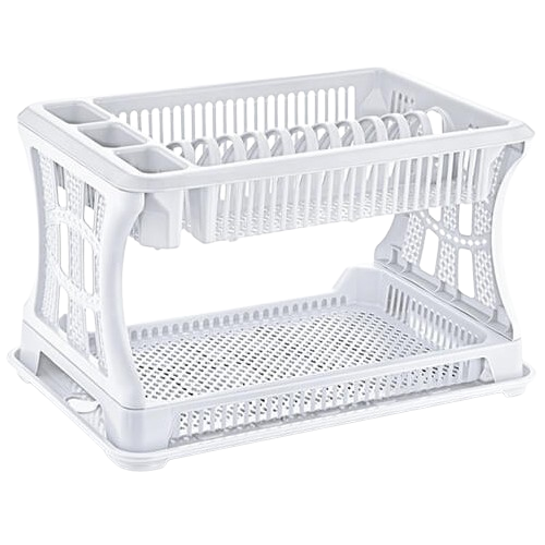 Сушарка для посуду двоярусна пластик білий ELIF Житомир