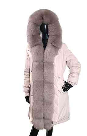 Парка женская с мехом песца Бежевый р42 95см Харьков