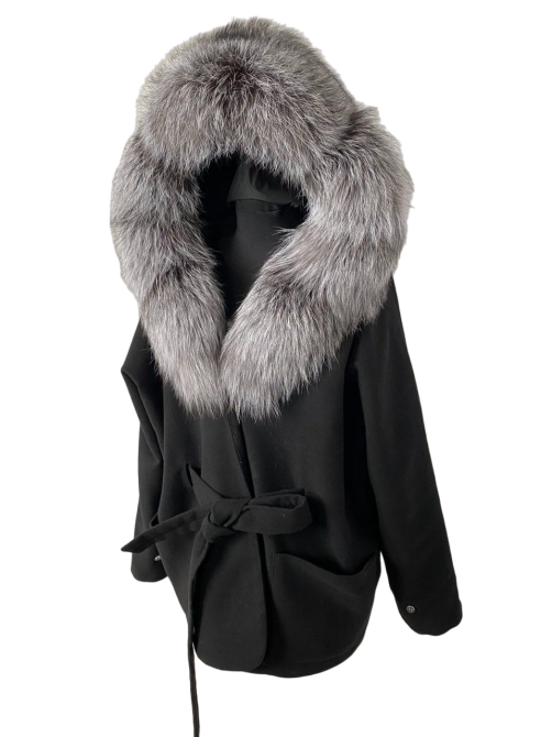 Женское пончо с чернобуркой Черный Харьков - изображение 3