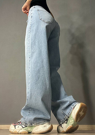 Джинсы женские I8 51896 BAGGY jeans резинка надпись широкие от бедра палаццо, голубой, 30, 30, 80 см Одесса - изображение 3