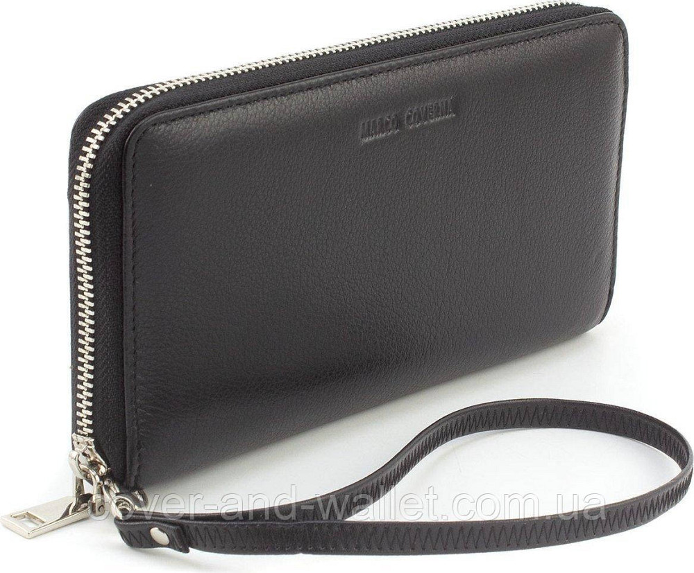 Чорний чоловічий шкіряний гаманець-клатч на блискавці Marco Coverna MC-802-1 Київ - фото 1