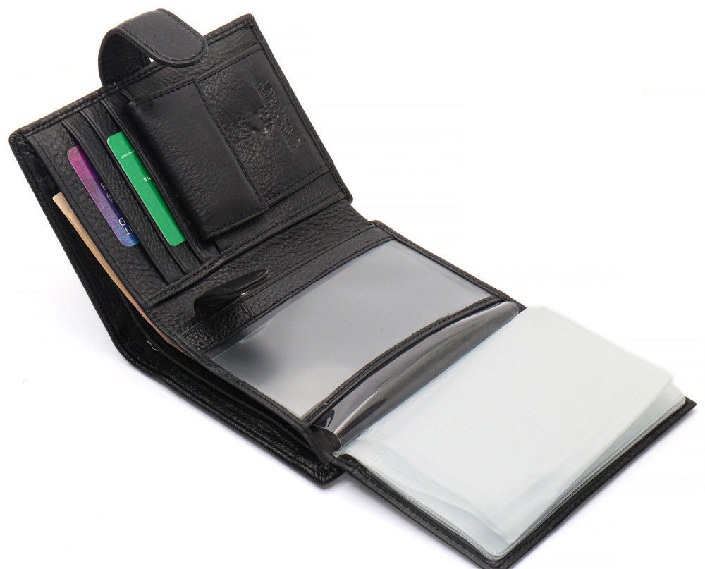 Черный мужской кошелек вертикального типа из натуральной кожи под документы Marco Coverna MC-5176-1 Киев - изображение 15