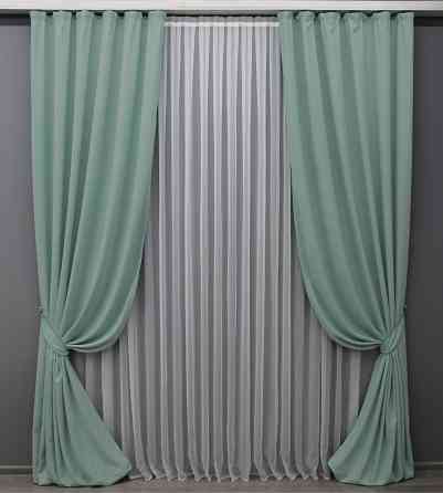 Комплект готовых штор VR-Textil Микровелюр Petek № 1508ш Мятный 150х290 см 2 шт (33-0383) Киев