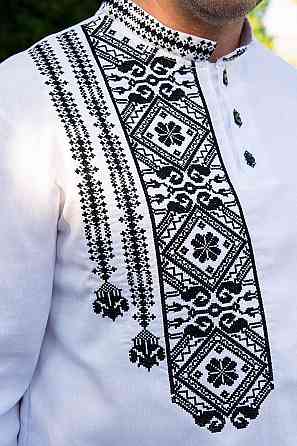 Вышиванка мужская, белая, льняная топ Киев