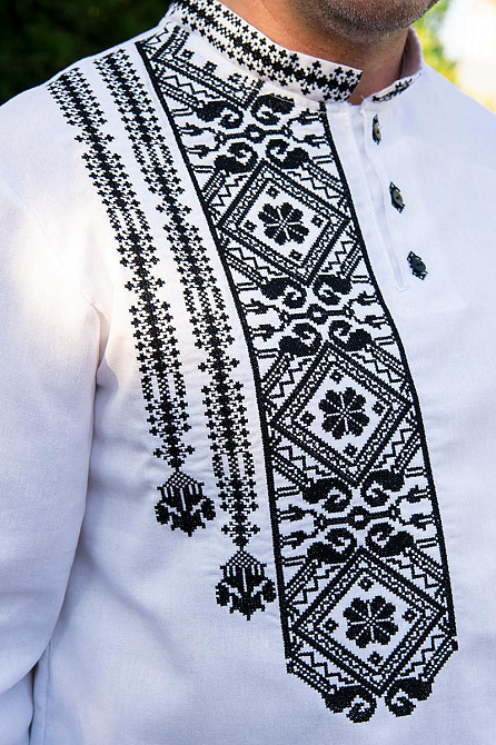 Вышиванка мужская, белая, льняная топ Киев - изображение 2