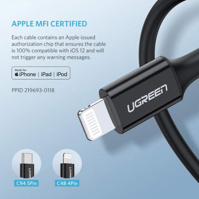 Дата кабель USB-C to Lightning 1.0m US1713A Nickel Plating ABS Shell Black Ugreen (60751) Винница - изображение 3