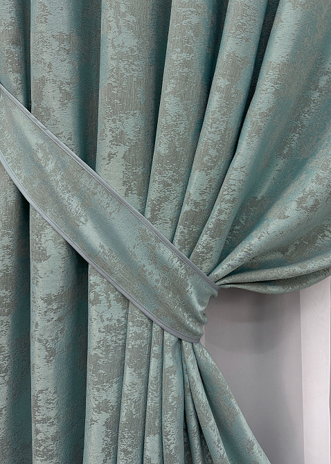 Комплект готовых штор VR-Textil Жакард Sultan XO № 1148ш Бирюзово-серый 100х290 см 2 шт (31-992) Киев - изображение 5