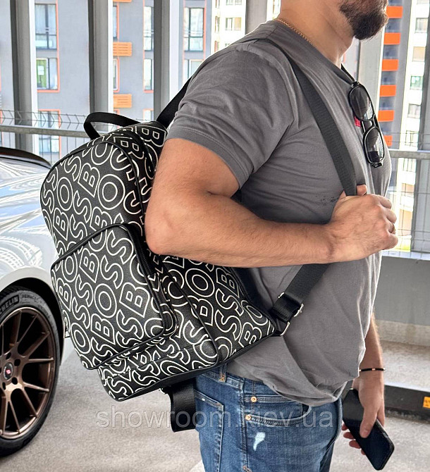 Мужской брендовый рюкзак Boss (2022) black Киев - изображение 5