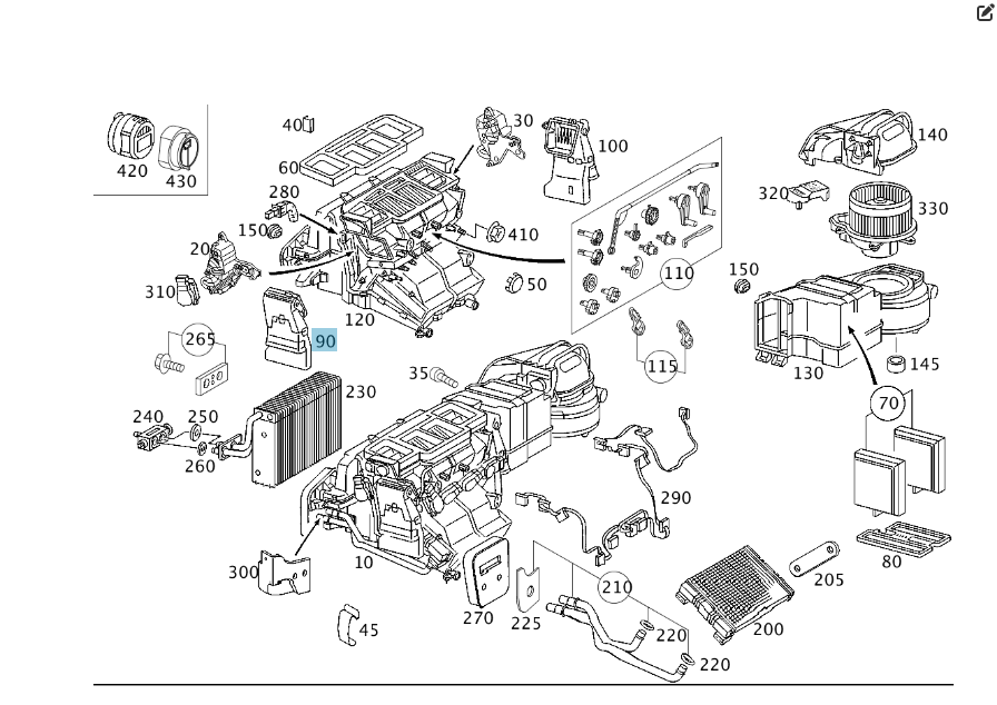 Mercedes-Benz  A2038300740 Повітряний канал вентиляції для ніг зліва C-class W203 G-class W463 C-class S203 CL203 Sportcoupe CLC C203 Одесса - изображение 1