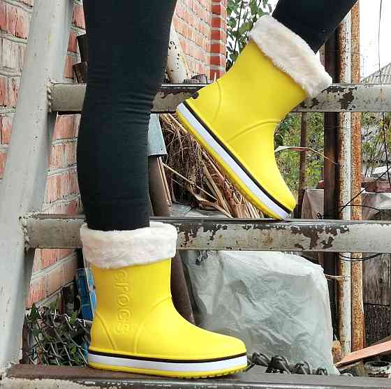 Жіночі Гумові Напівчоботи CROCS Жовті Чоботи Крокси Теплі Зимові (розміри: 36,37,38) — 8 Дніпро