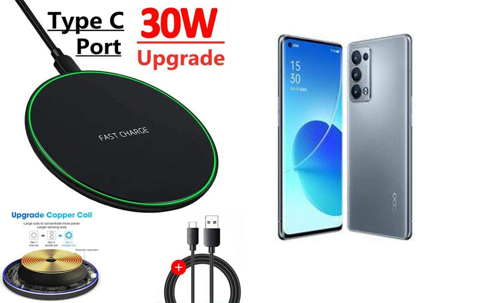 Бездротовий зарядний пристрій Copper до 30W для Motorola Edge 30 Neo, 30 Pro, 30 Ultra, USB-C, LED Київ - фото 1