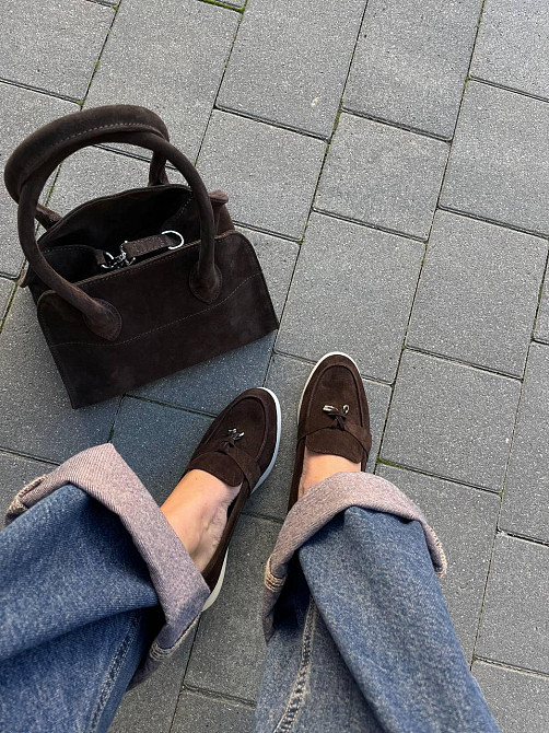 Mermaid Лофери жіночі Mermaid Б-1 шоколадні/біл.под (весна-осінь, замша натуральна) (6006) 38 Коломия - фото 7