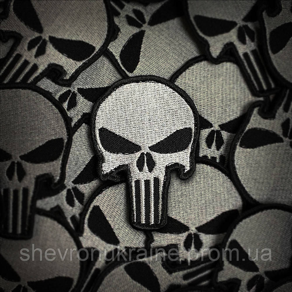 Шеврон Череп карателя. (Форма контурна. На липучке) Размер 7.5x5.3см Киев - изображение 1