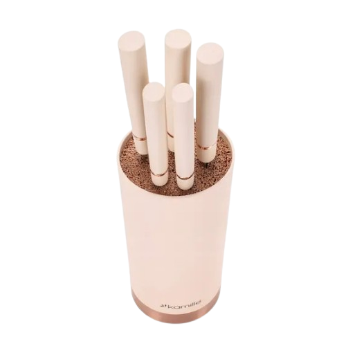 Набір ножів 6 предметів:(5шт + кругла підставка) білий 7630 KAMILLE Житомир