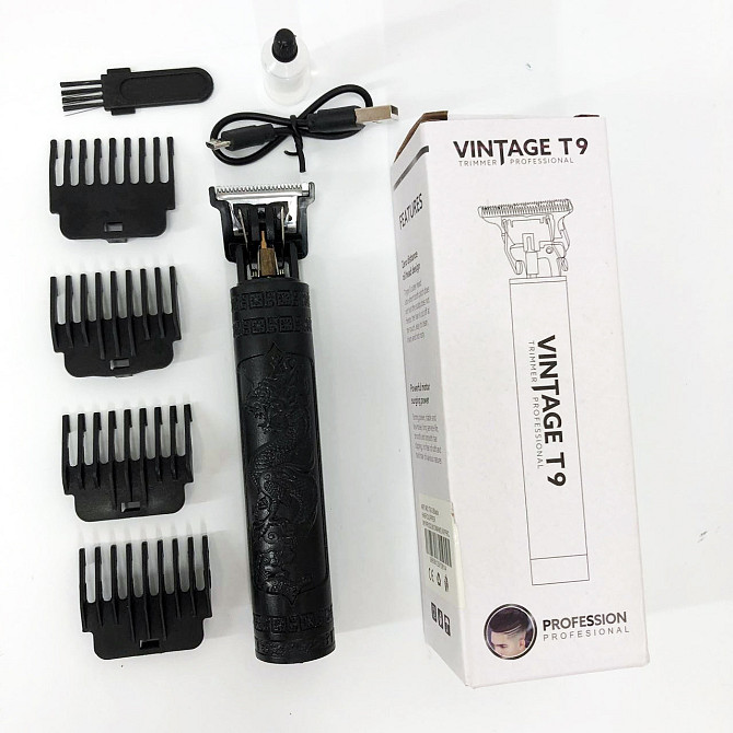 Машинка для стрижки волосся Vintage T9-2 BLACK AV-462 4 насадки Київ - фото 1