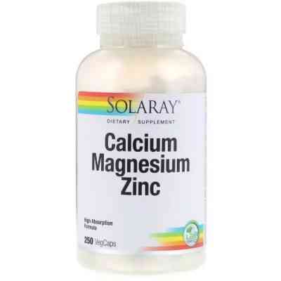 Мінерали Solaray Кальцій Магній Цинк, Calcium Magnesium Zinc, 250 капсул (SOR-04561) Вінниця