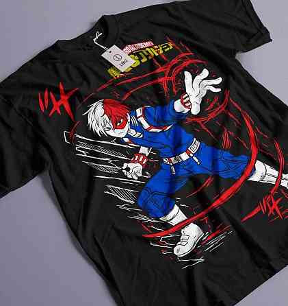 Футболка для хлопчика з аніме принтом Моя геройська академія оверсайз (зріст від 165 до 180) Чорний AnimeJ1147m Дніпро