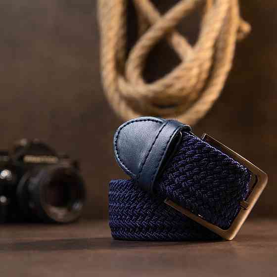 Текстильный ремень мужской классика Vintage 20520 Синий Киев