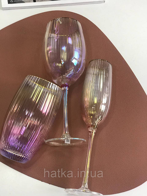 Келих для шампанського "Оптик-голд" 250мл рожевим, фіолетовим переливом Київ - фото 4