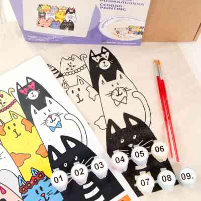 Набор для творчества Rosa екосумка-раскраска, Котики 38х42см (4823098537878) Винница