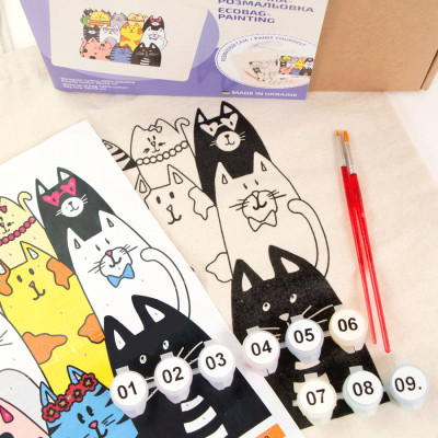 Набор для творчества Rosa екосумка-раскраска, Котики 38х42см (4823098537878) Винница - изображение 4