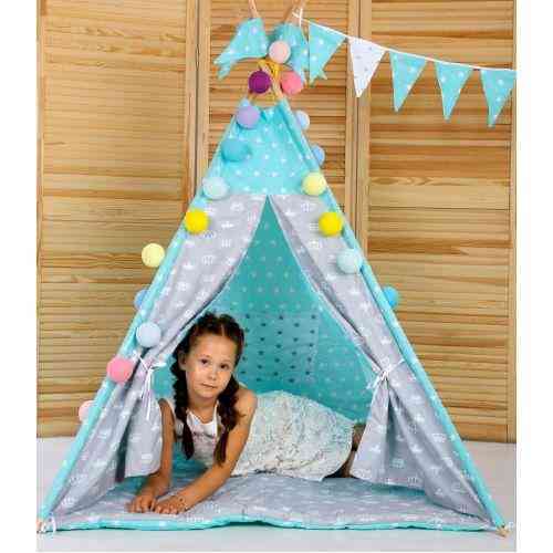 Вігвам Хатка комплект Королівський м'ята зі стьобаним килимком Київ