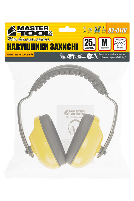 Навушники захисні протишумові MASTERTOOL м'яке регульоване оголов'я III-EN 352-1 SNR 25 dB 82-0118 Коломыя - изображение 6
