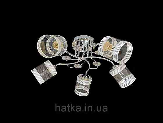 Люстра потолочная классическая на 5 плафонов металл и стекло VALESO 2408B/5 Хром Киев