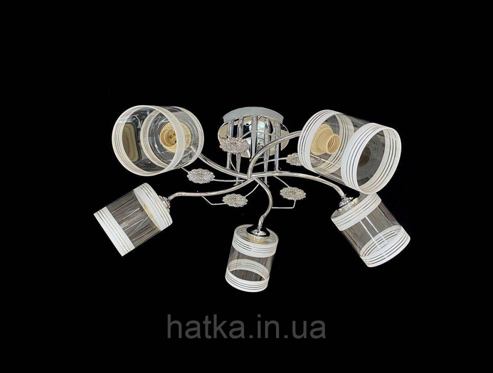 Люстра потолочная классическая на 5 плафонов металл и стекло VALESO 2408B/5 Хром Киев - изображение 1