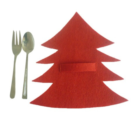 Новогодние чехлы для столовых приборов Елочки 4 штуки 20 на 20 см красный Киев - изображение 3