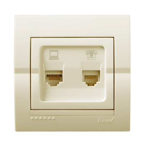 DERIY крем Розетка внутрішня комп'ютер+телефон Лезард Житомир