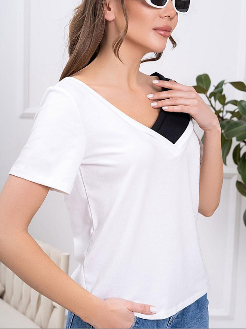 Трикотажна футболка "Black&White" оптом | Норма і батал Білий, 42-44 Київ - фото 7